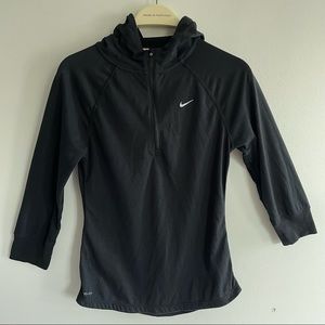 Nike DriFit 3/4 Sleeve Black Lightweight Running Hoodie | Size Small